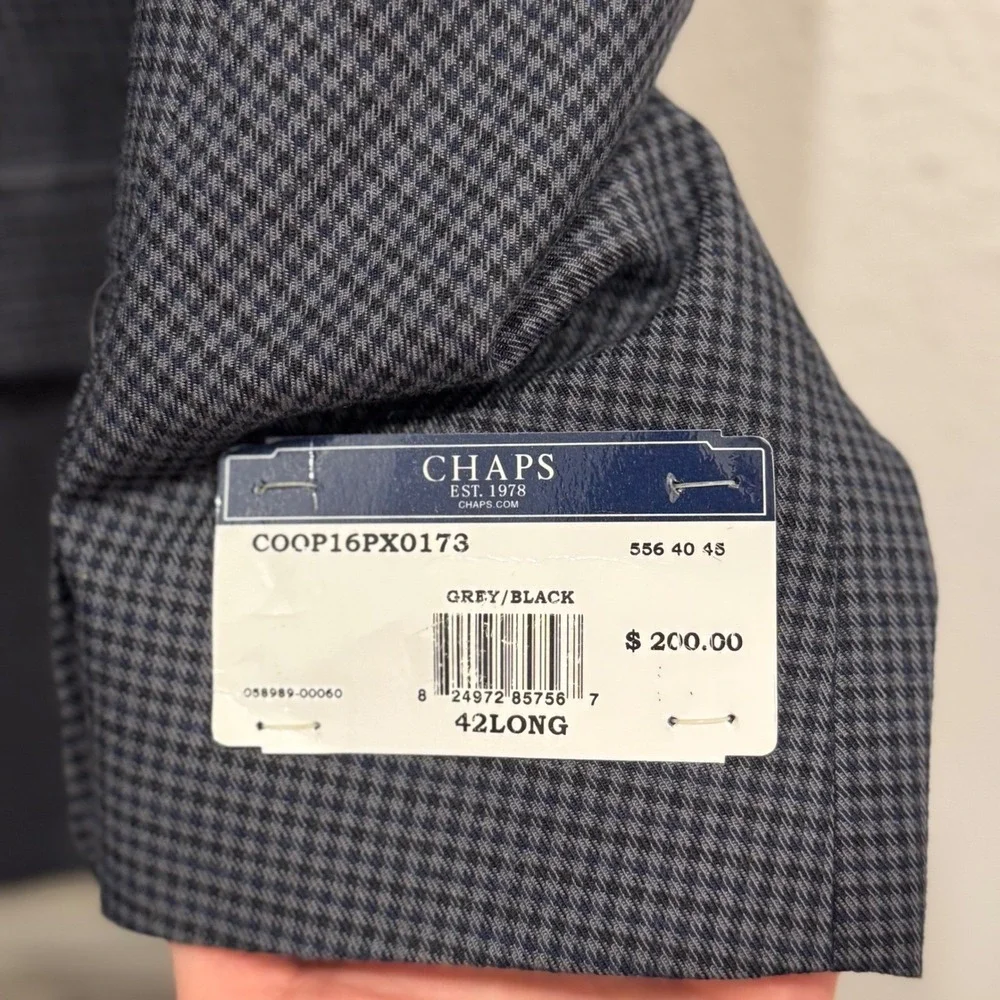 Chaps Men's Grey/Black Check Blazer –‎ 42 Long, Classic Fit